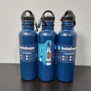 BottleKeeper 12oz Standard Insulated Beer Bottle Holder Blue Opener New